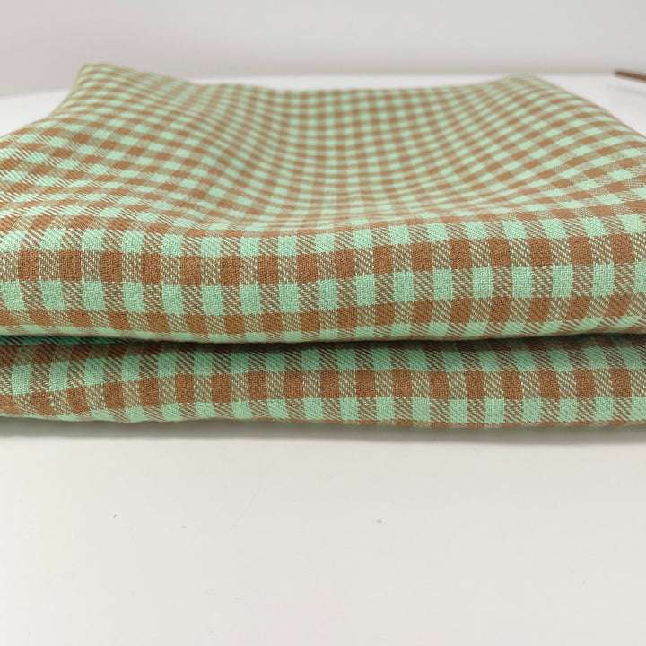 Linen Small Green Check Fabric 7568 7569 - The Linen Lab - Green 7568