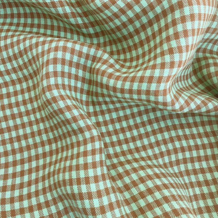 Linen Small Green Check Fabric 7568 7569 - The Linen Lab - Green 7568