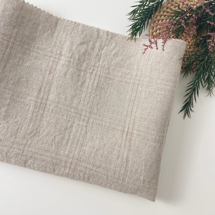 Linen Spaced Dyed Check Fabric 7347 - The Linen Lab - 7347 NATURAL