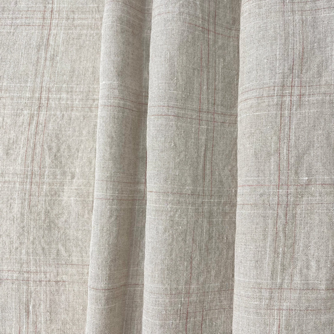 Linen Spaced Dyed Check Fabric 7347 - The Linen Lab - 7347 NATURAL