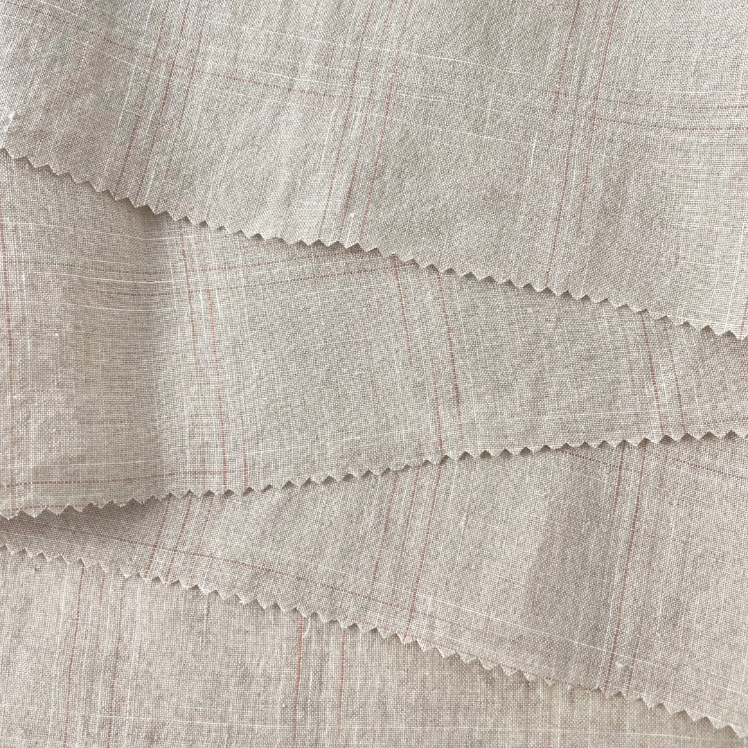 Linen Spaced Dyed Check Fabric 7347 - The Linen Lab - 7347 NATURAL
