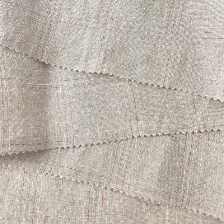 Linen Spaced Dyed Check Fabric 7347 - The Linen Lab - 7347 NATURAL