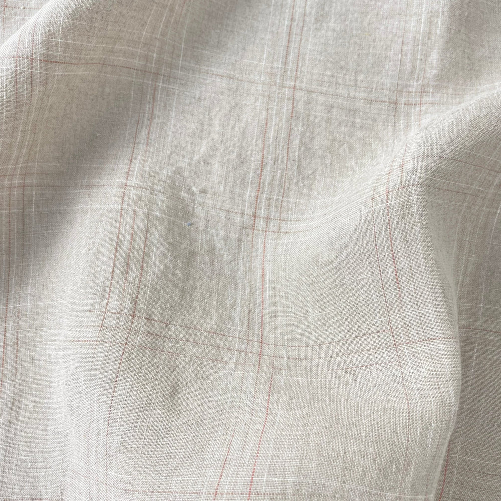 Linen Spaced Dyed Check Fabric 7347 - The Linen Lab - 7347 NATURAL