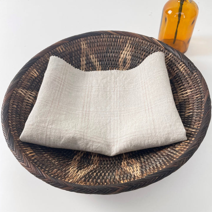 Linen Spaced Dyed Check Fabric 7347 - The Linen Lab - 7347 NATURAL