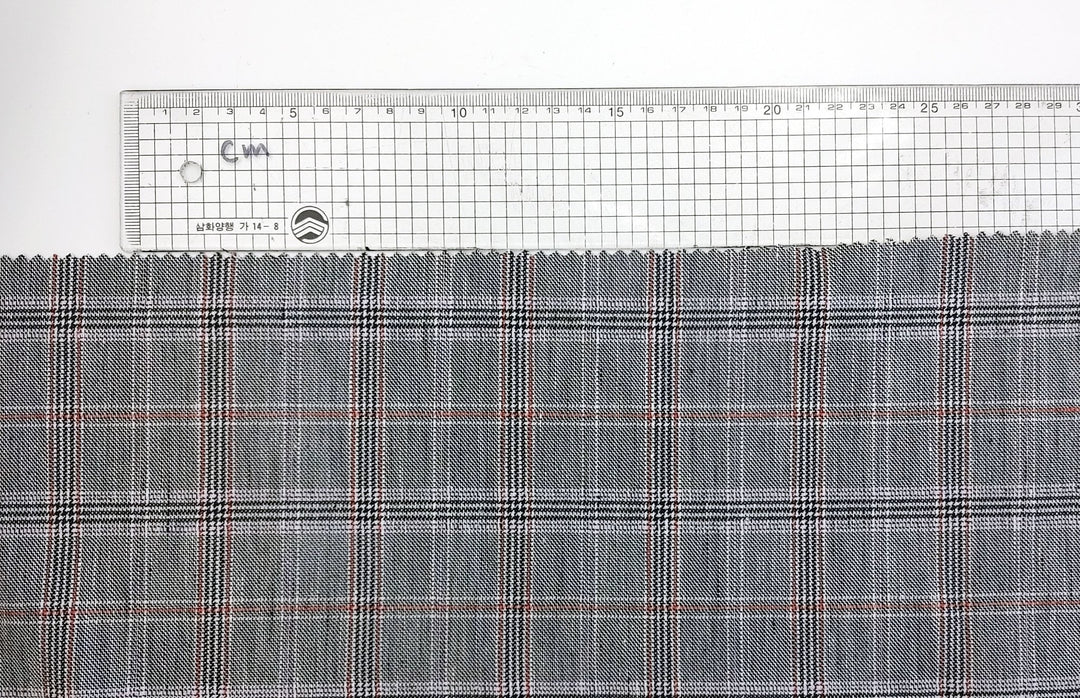Linen Stretch Plaid Twill Fabric 6230 7828 - The Linen Lab - Pink