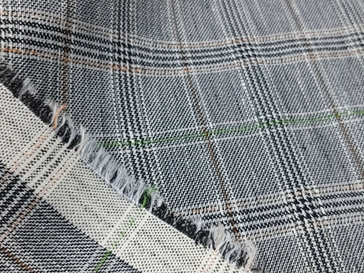 Linen Stretch Plaid Twill Fabric 6230 7828 - The Linen Lab - Pink
