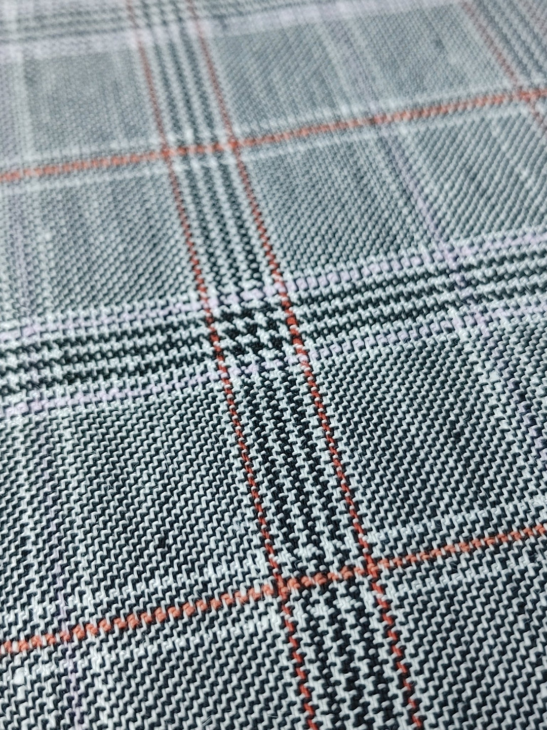 Linen Stretch Plaid Twill Fabric 6230 7828 - The Linen Lab - Pink