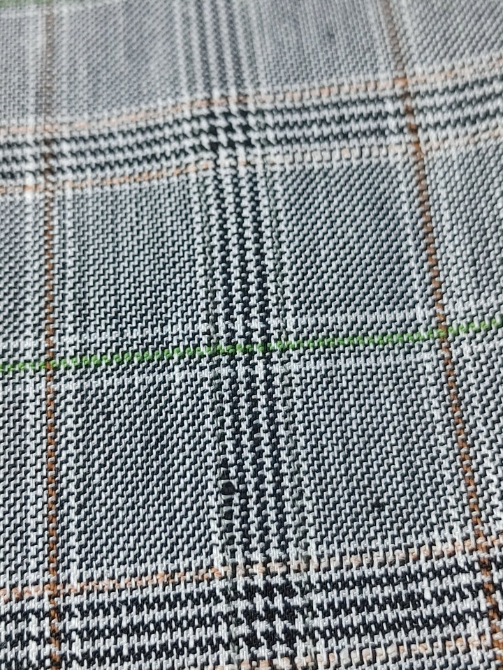 Linen Stretch Plaid Twill Fabric 6230 7828 - The Linen Lab - Pink