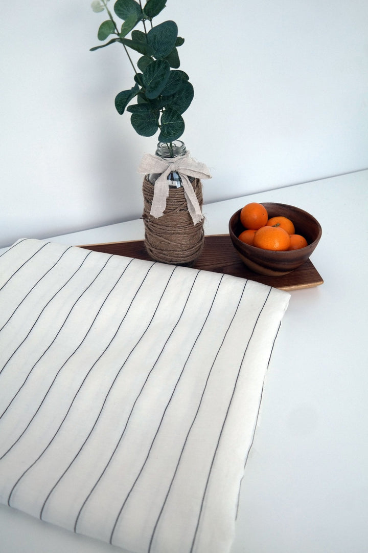 Linen Tencel Dobby Stripe Fabric 4617 - The Linen Lab - White ST 4617