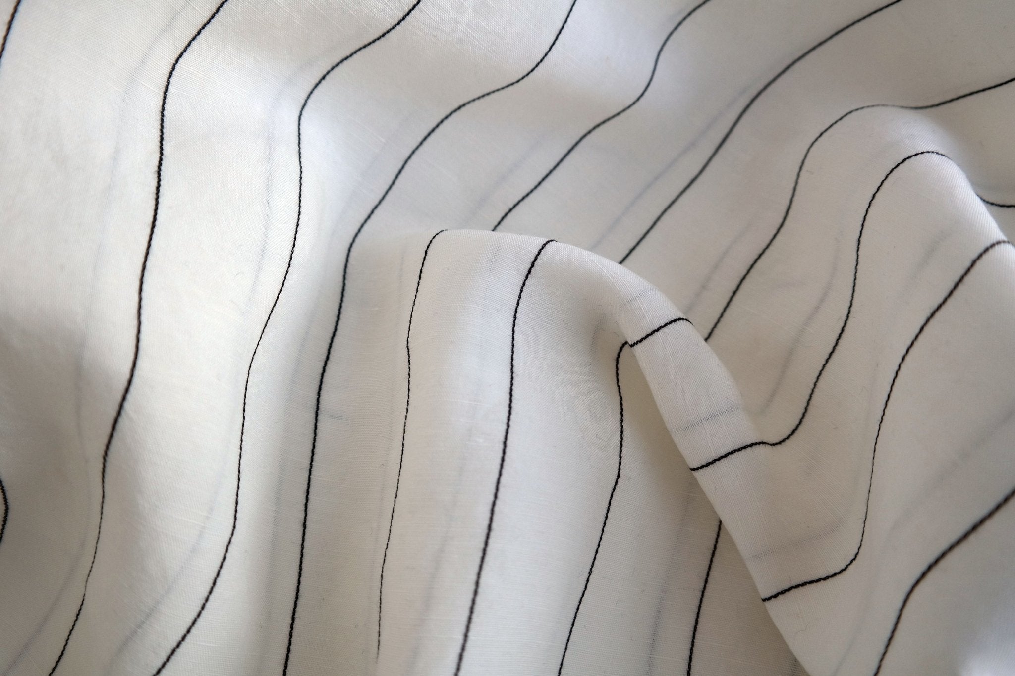 Linen Tencel Dobby Stripe Fabric 4617 - The Linen Lab - White ST 4617