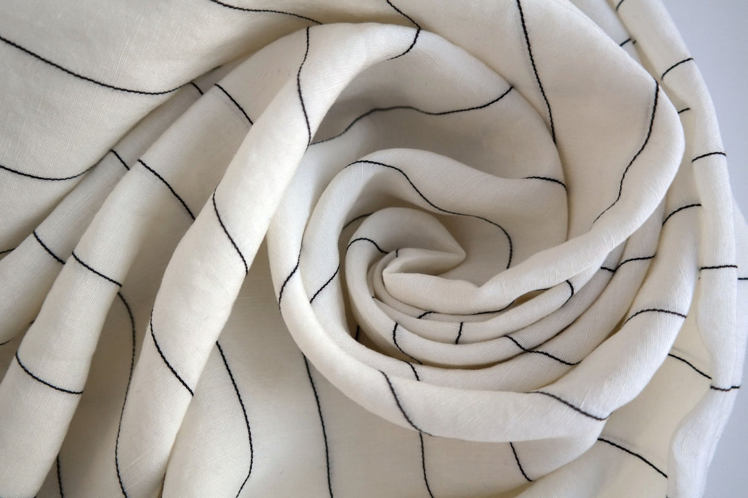 Linen Tencel Dobby Stripe Fabric 4617 - The Linen Lab - White ST 4617