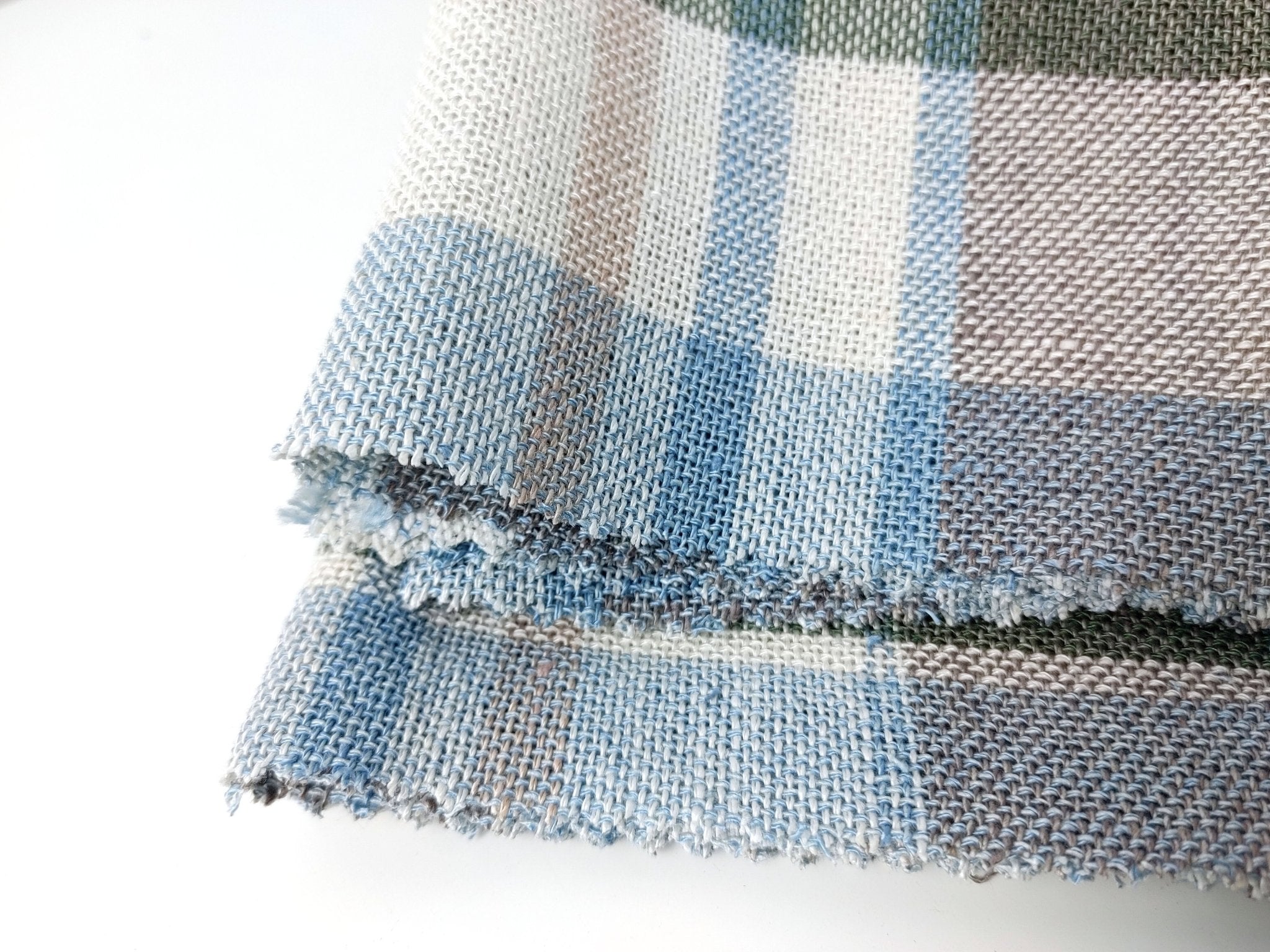 Linen Tencel Plaid Fabric Heavy Weight 455 - The Linen Lab - Blue