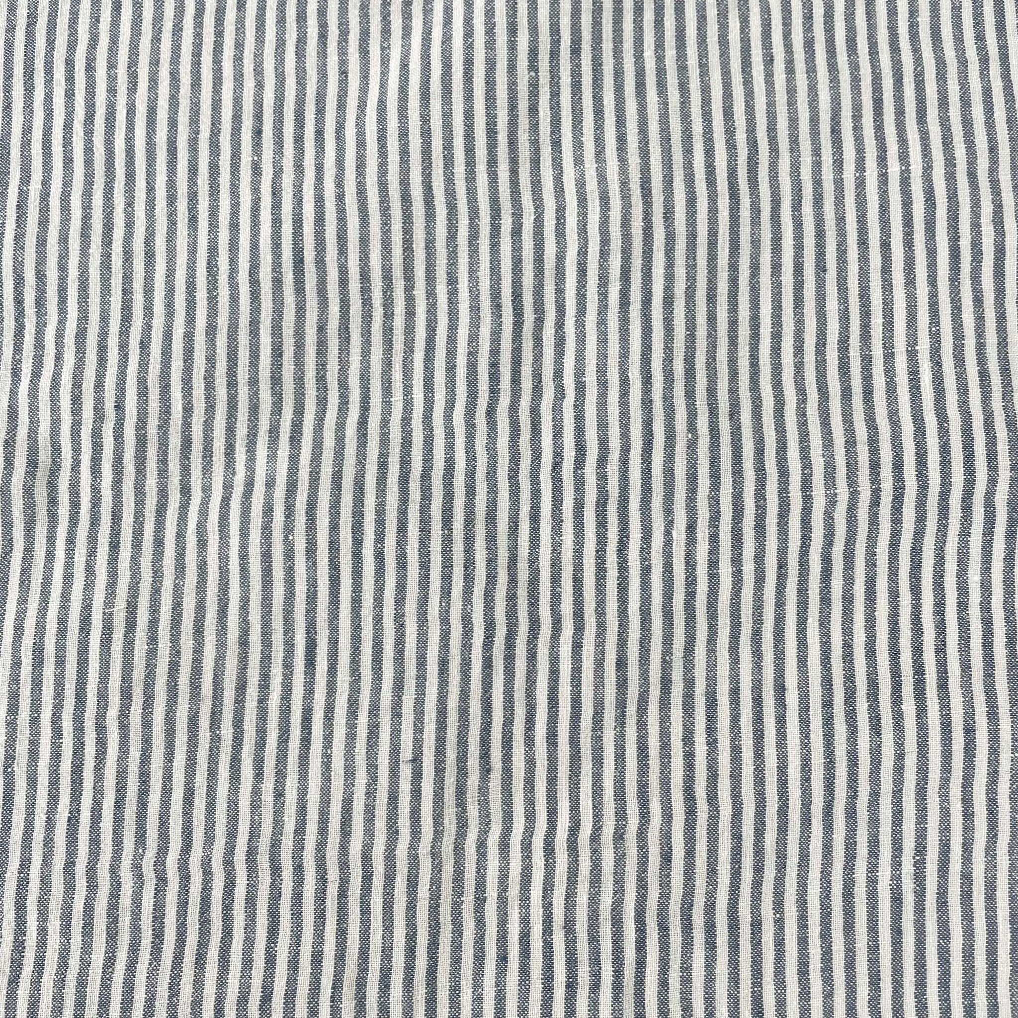 Linen Thin Stripe Fabric 6267 6495 6496 - The Linen Lab - Blue