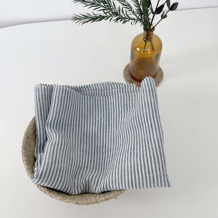 Linen Thin Stripe Fabric 6267 6495 6496 - The Linen Lab - Blue