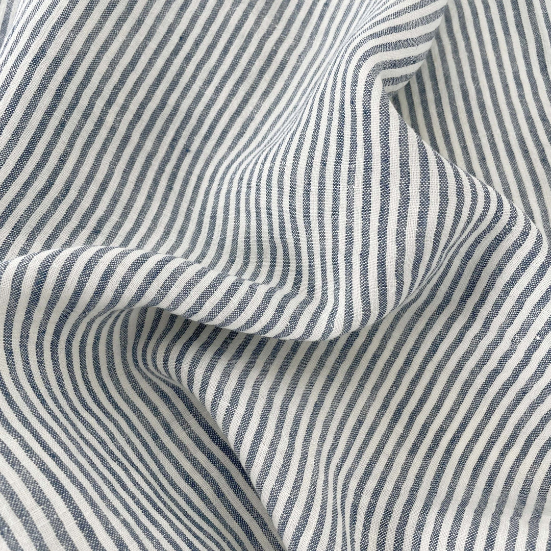 Linen Thin Stripe Fabric 6267 6495 6496 - The Linen Lab - Green