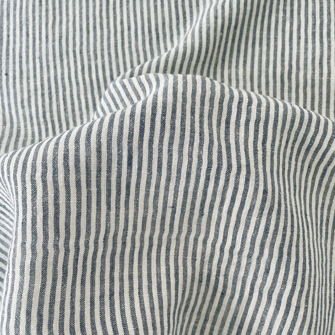 Linen Thin Stripe Fabric 6267 6495 6496 - The Linen Lab - Green