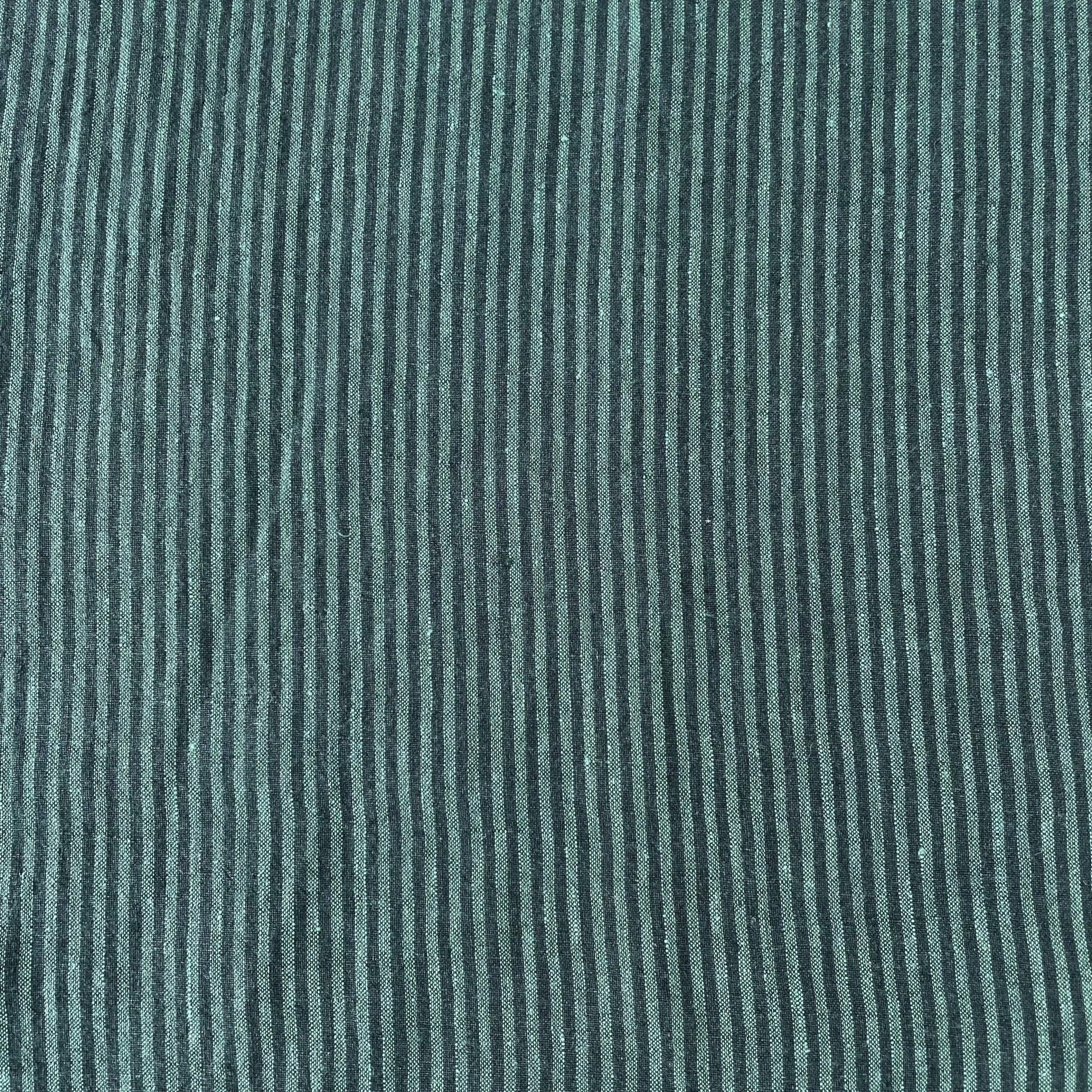 Linen Thin Stripe Fabric 6267 6495 6496 - The Linen Lab - Green