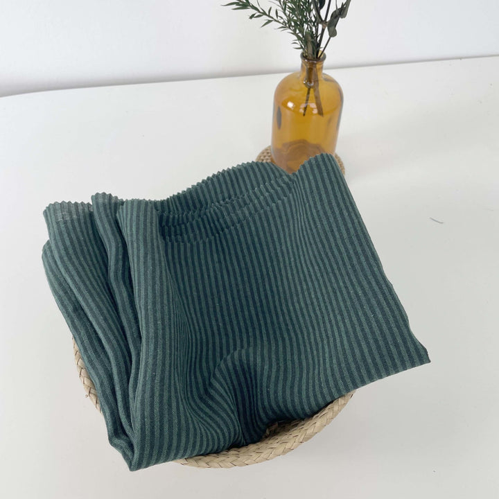 Linen Thin Stripe Fabric 6267 6495 6496 - The Linen Lab - Green
