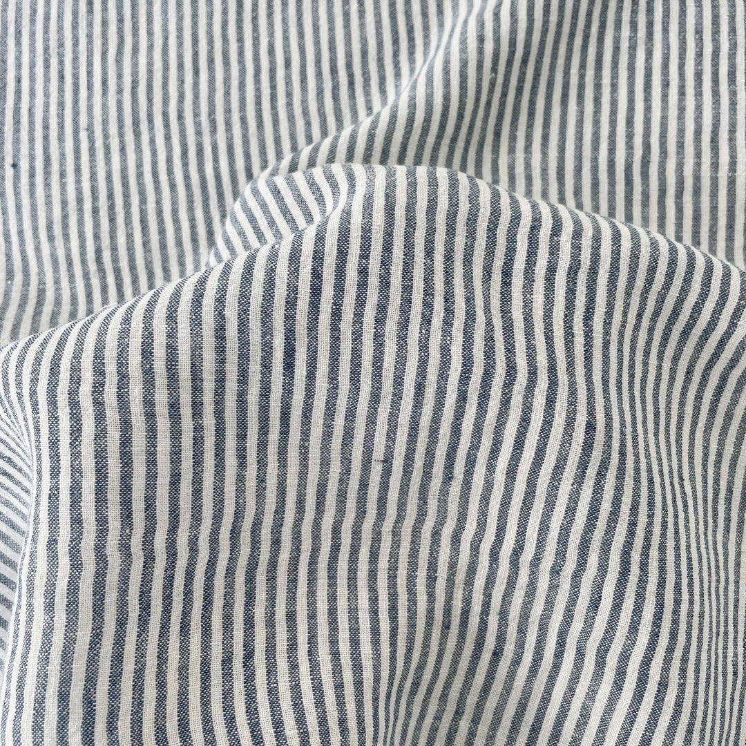 Linen Thin Stripe Fabric 6267 6495 6496 - The Linen Lab - Green
