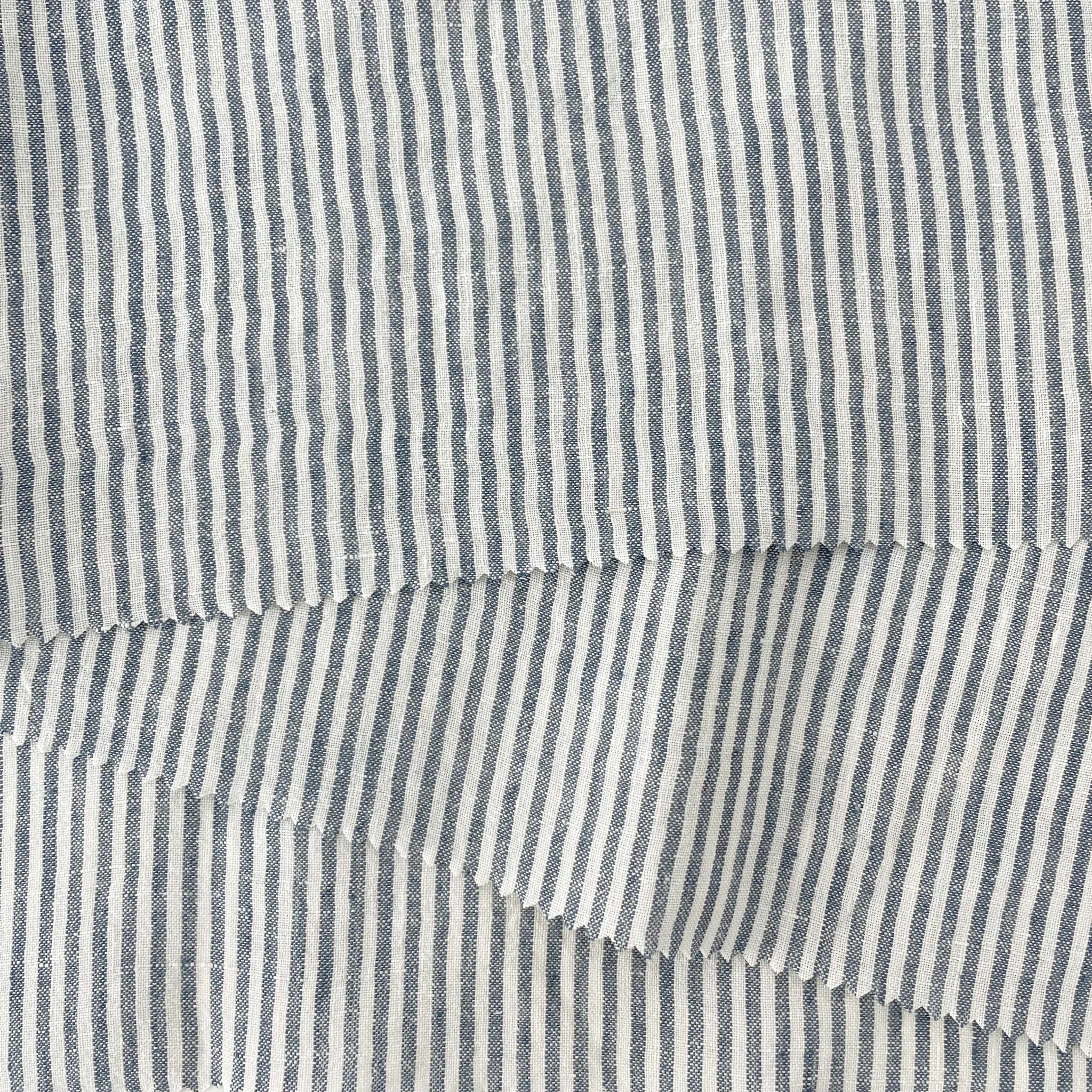 Linen Thin Stripe Fabric 6267 6495 6496 - The Linen Lab - Green