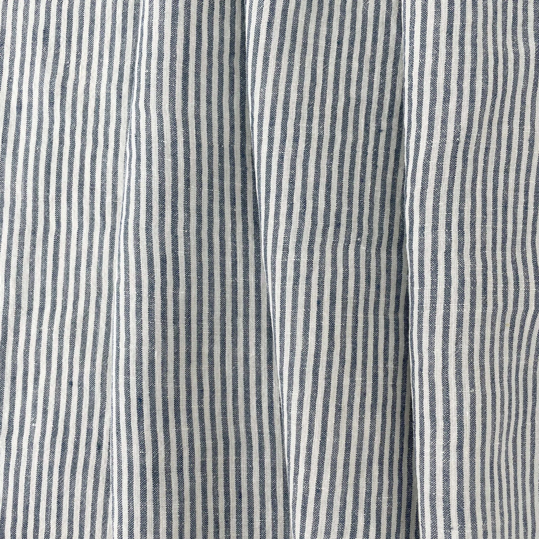 Linen Thin Stripe Fabric 6267 6495 6496 - The Linen Lab - Green