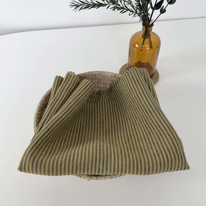 Linen Thin Stripe Fabric 6267 6495 6496 - The Linen Lab - Yellow