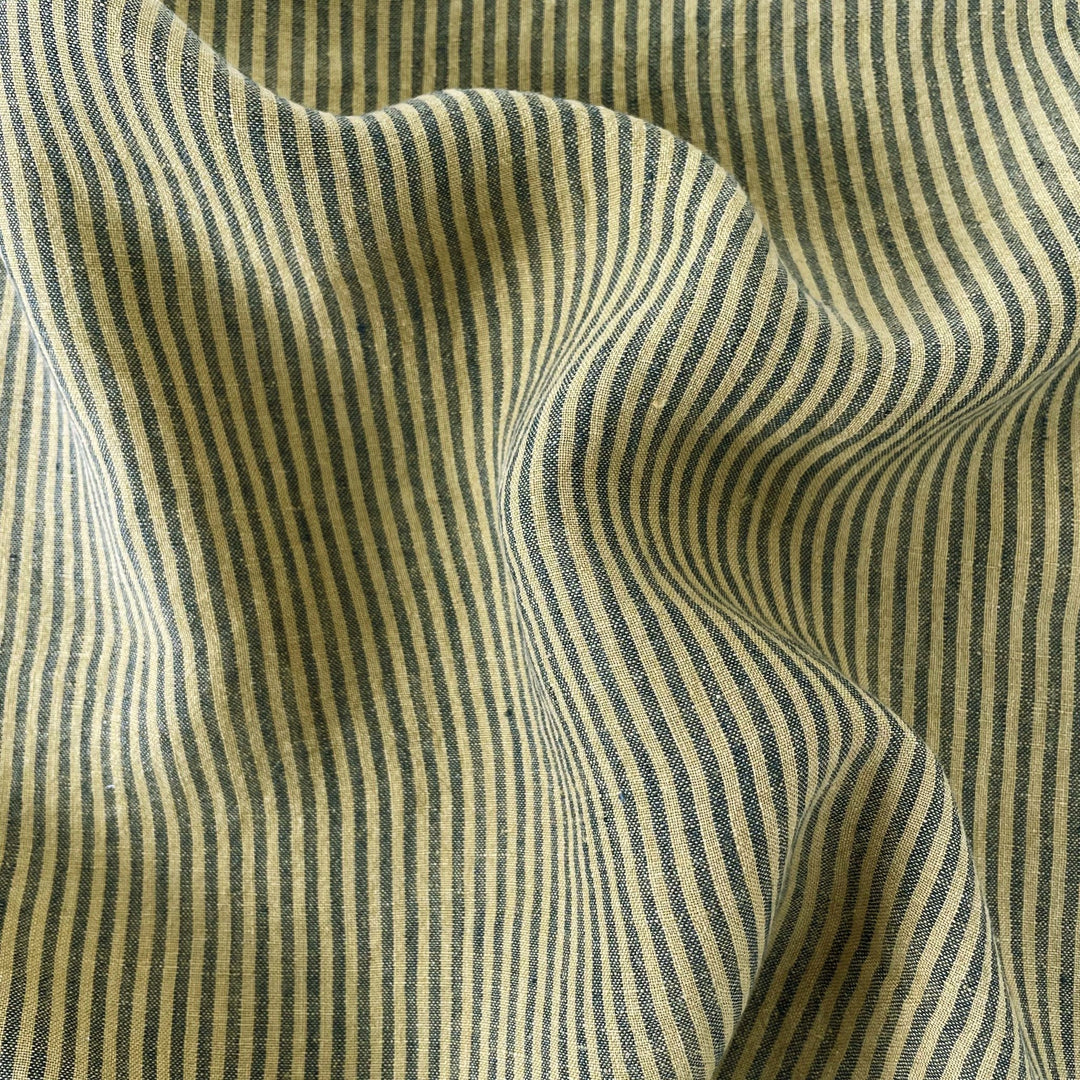 Linen Thin Stripe Fabric 6267 6495 6496 - The Linen Lab - Yellow