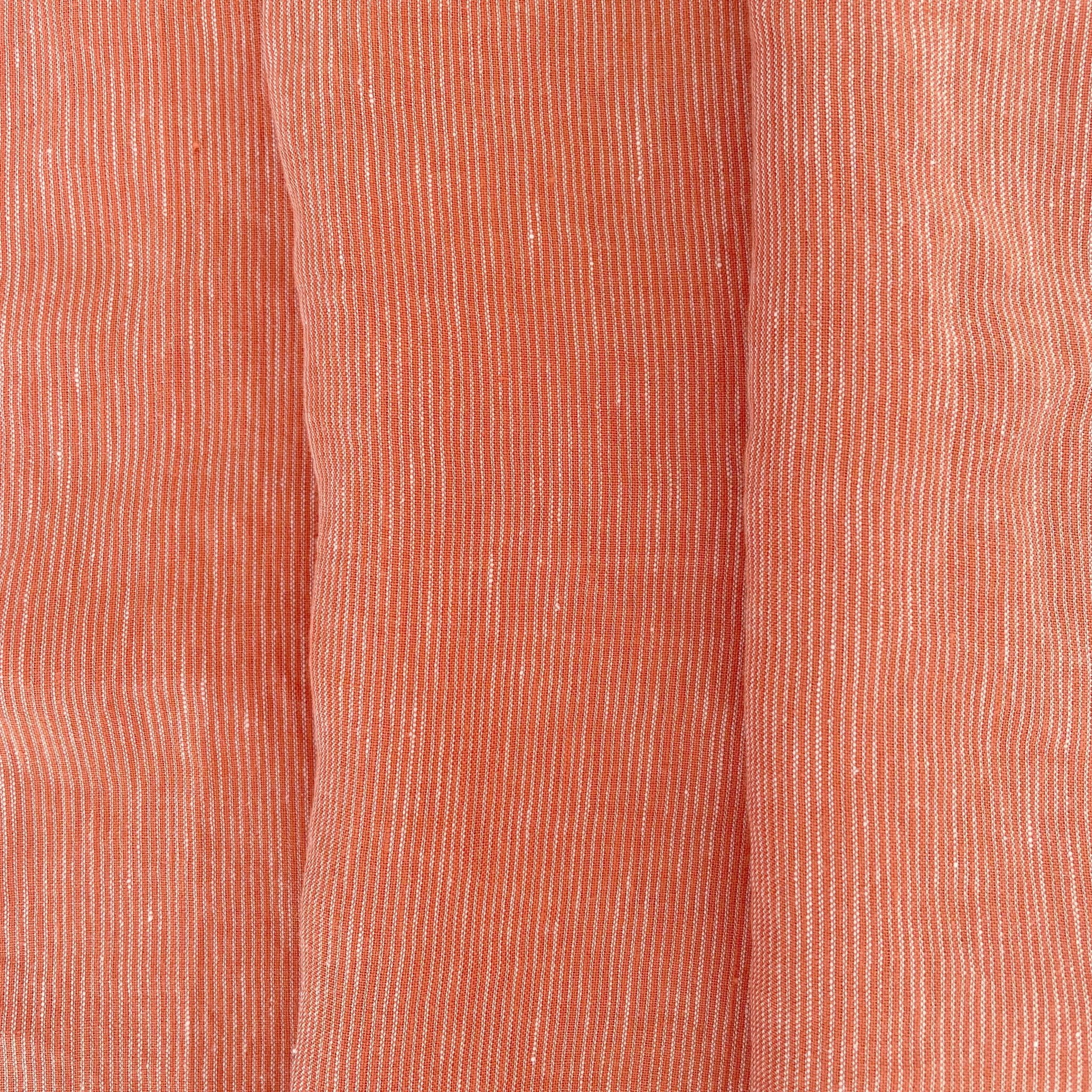 Linen Thin Stripe Fabric - The Linen Lab - Brown