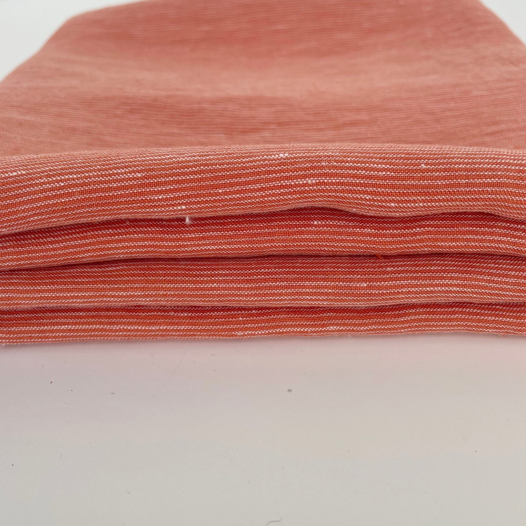 Linen Thin Stripe Fabric - The Linen Lab - Orange