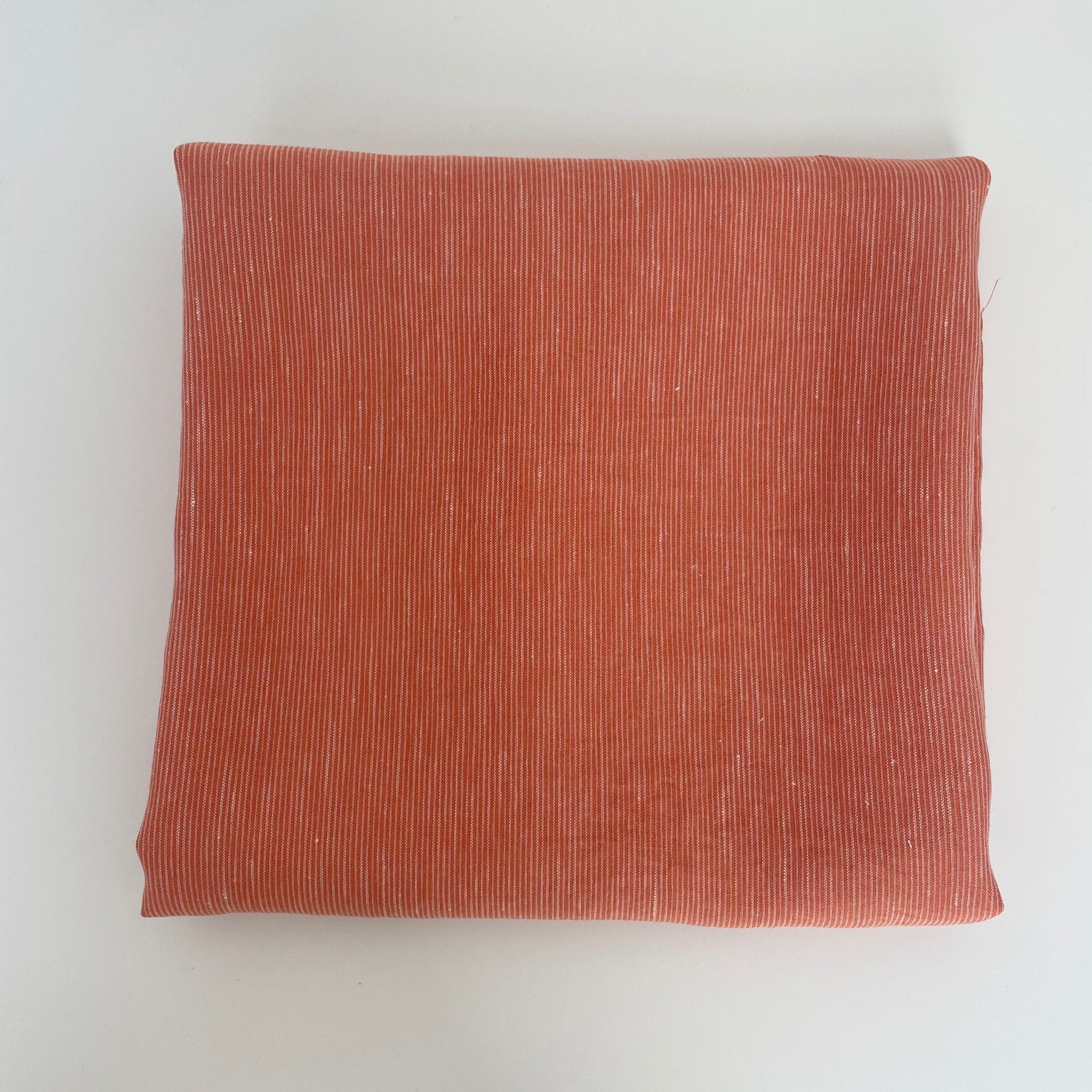 Linen Thin Stripe Fabric - The Linen Lab - Orange