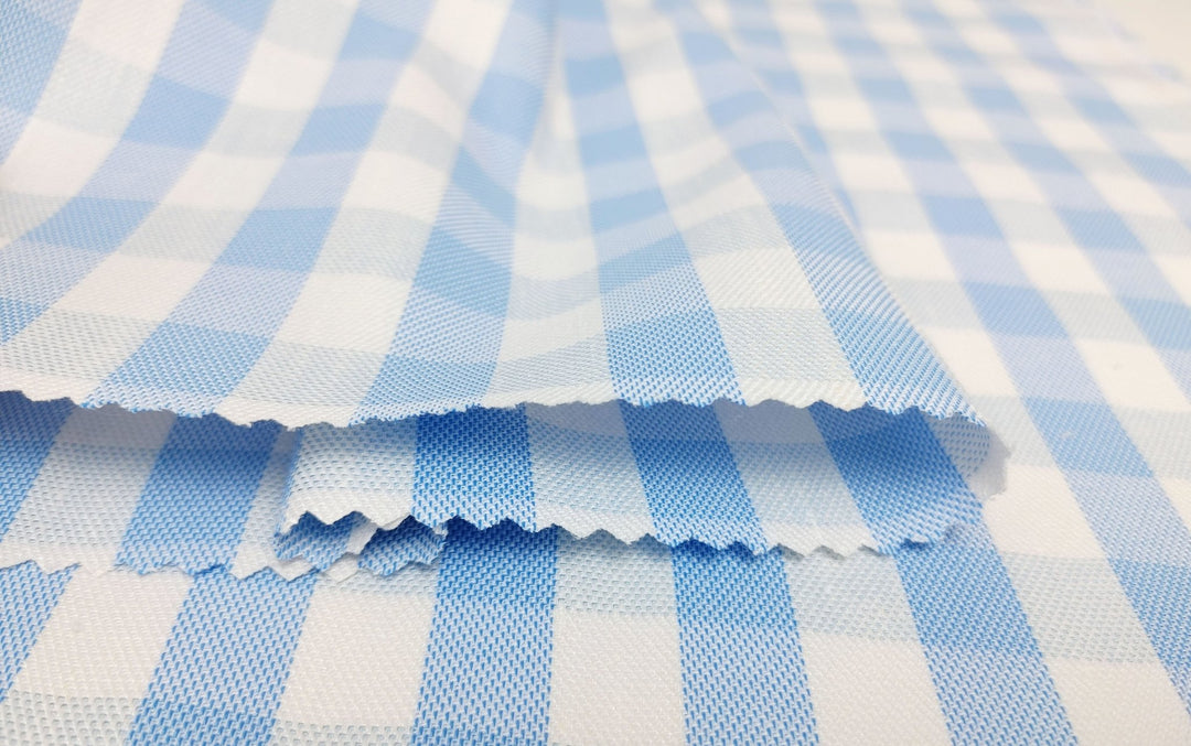 Linen Twill Stretch Fabric with Gingham Check - Medium Weight 7633 7634 - The Linen Lab - Navy