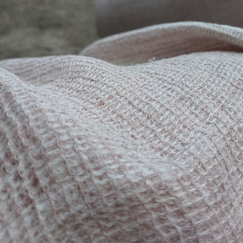 Linen Waffle Tweed Fabric - The Linen Lab - Light Blue