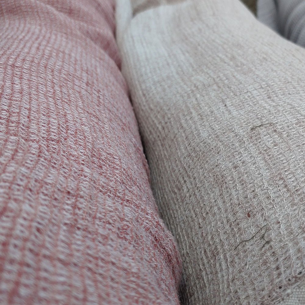 Linen Waffle Tweed Fabric - The Linen Lab - Light Blue