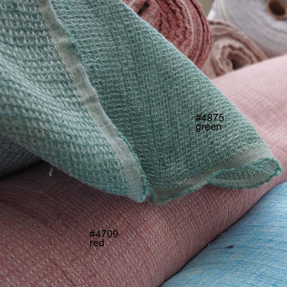 Linen Waffle Tweed Fabric - The Linen Lab - Light Blue