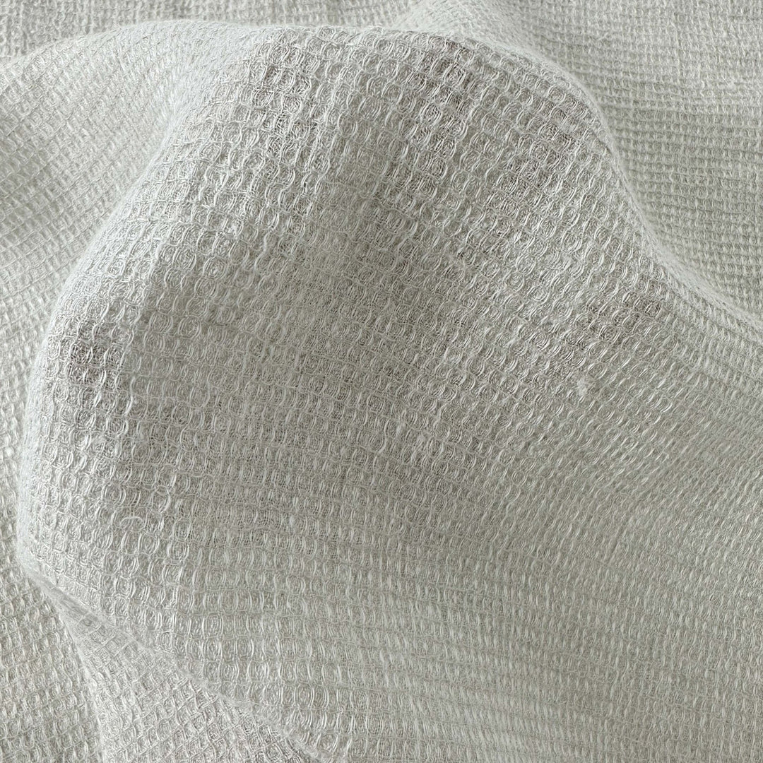 Linen Waffle Tweed Fabric 7349 7350 - The Linen Lab - White