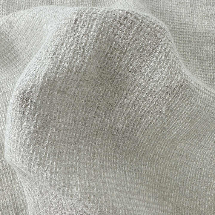 Linen Waffle Tweed Fabric 7349 7350 - The Linen Lab - White