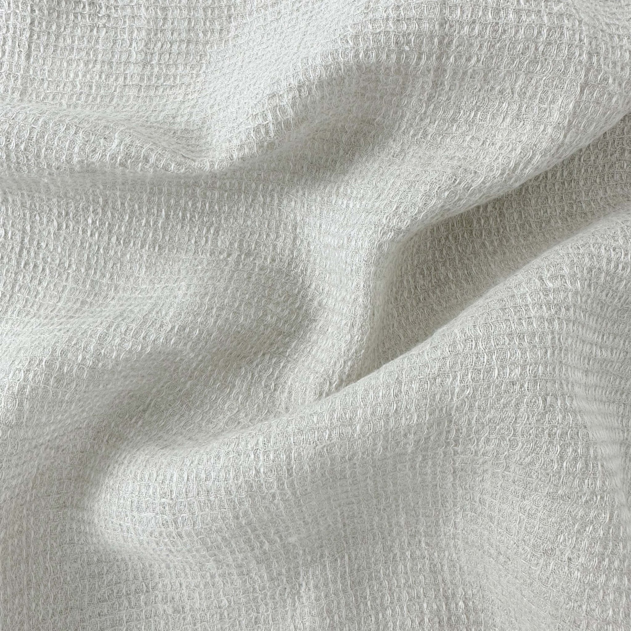 Linen Waffle Tweed Fabric 7349 7350 - The Linen Lab - White