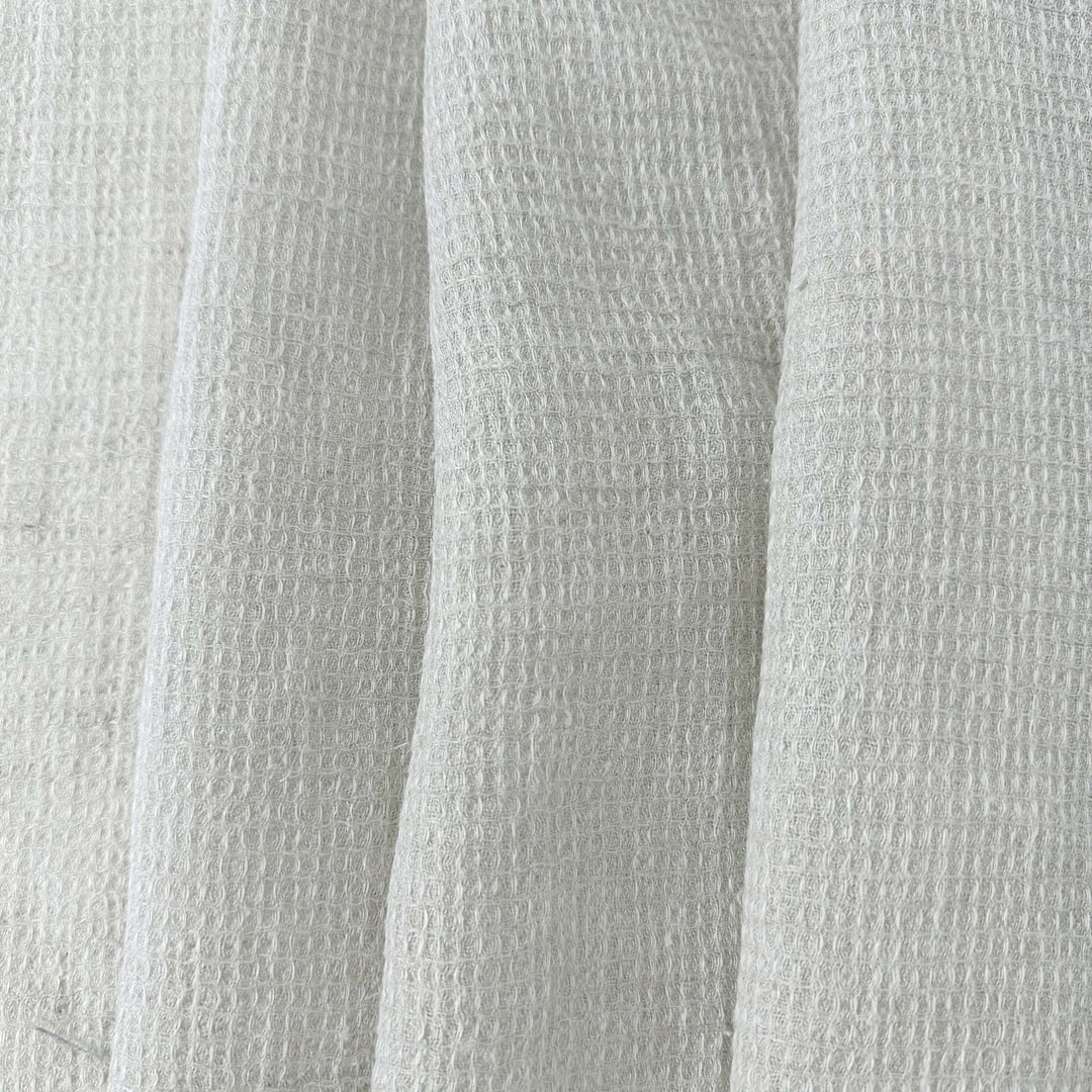 Linen Waffle Tweed Fabric 7349 7350 - The Linen Lab - White