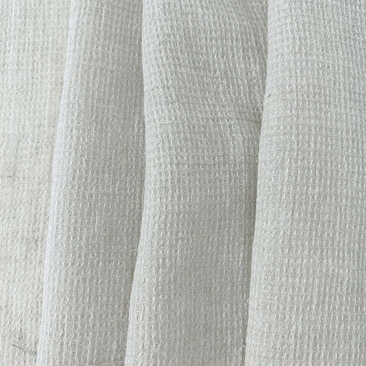 Linen Waffle Tweed Fabric 7349 7350 - The Linen Lab - White
