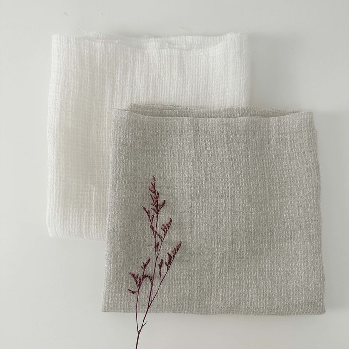 Linen Waffle Tweed Fabric 7349 7350 - The Linen Lab - White