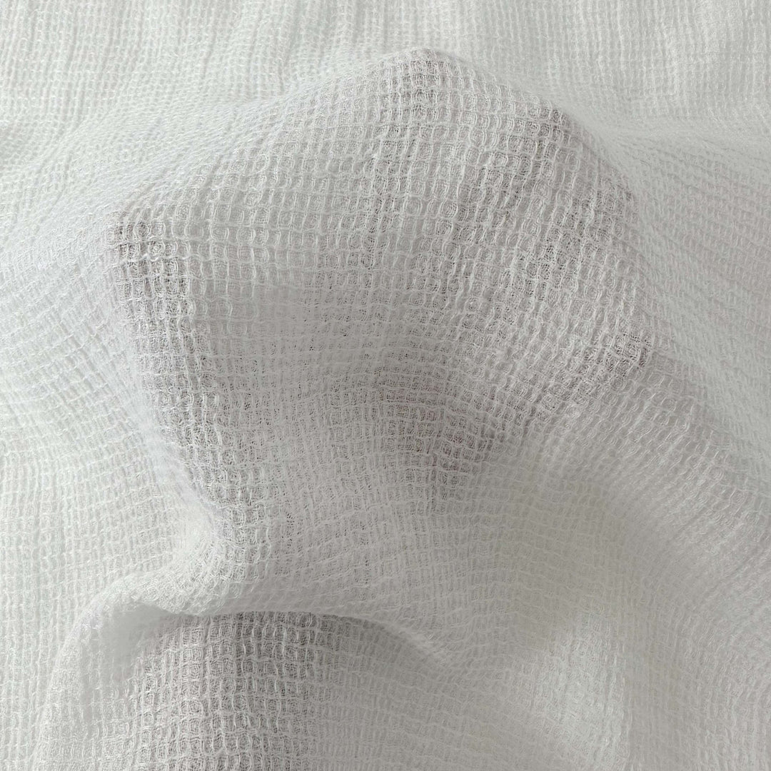 Linen Waffle Tweed Fabric 7349 7350 - The Linen Lab - White