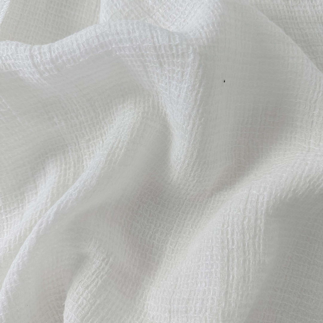 Linen Waffle Tweed Fabric 7349 7350 - The Linen Lab - White