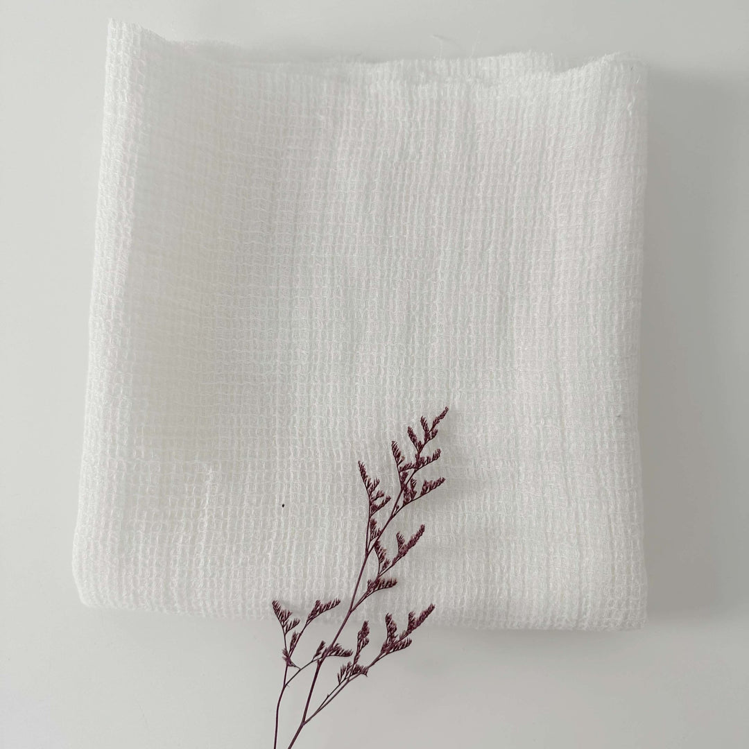 Linen Waffle Tweed Fabric 7349 7350 - The Linen Lab - White