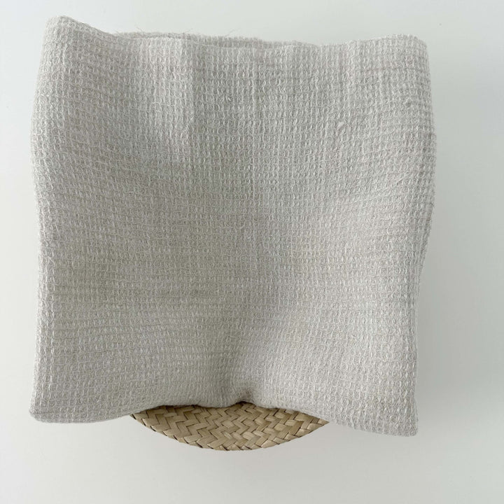 Linen Waffle Tweed Fabric 7349 7350 - The Linen Lab - White