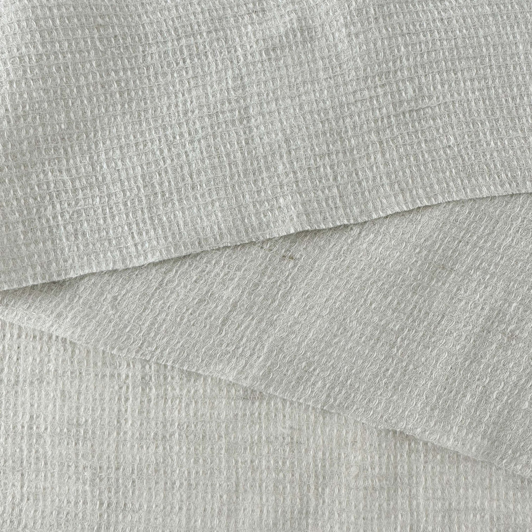 Linen Waffle Tweed Fabric 7349 7350 - The Linen Lab - White
