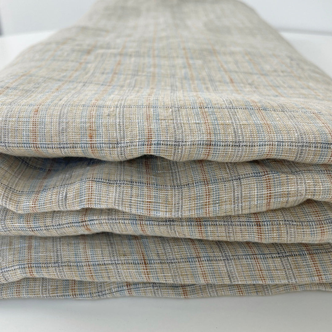 Linen Yellow small check 7364 - The Linen Lab - Beige