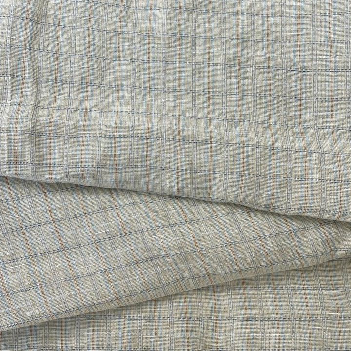 Linen Yellow small check 7364 - The Linen Lab - Beige