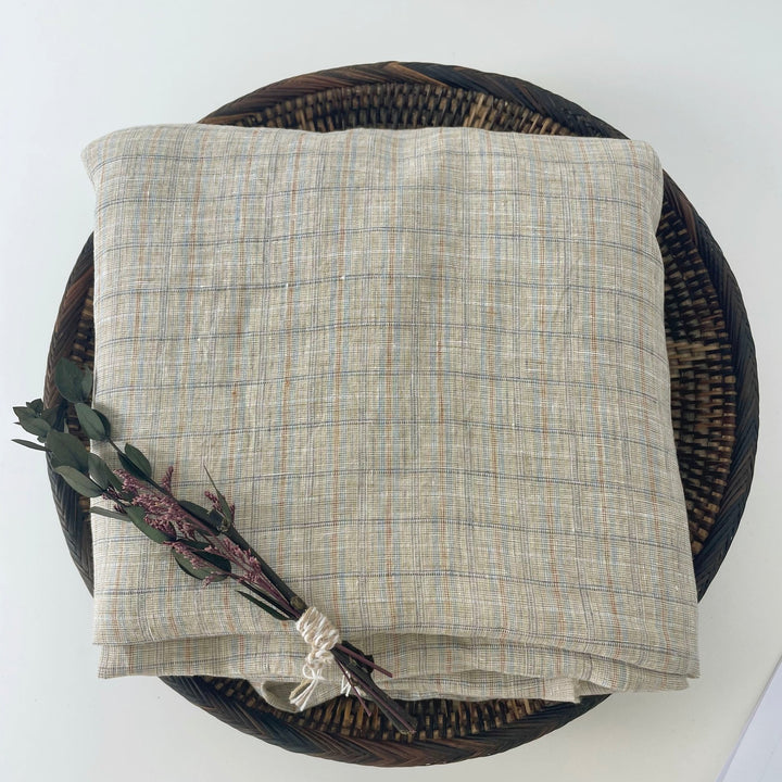 Linen Yellow small check 7364 - The Linen Lab - Beige