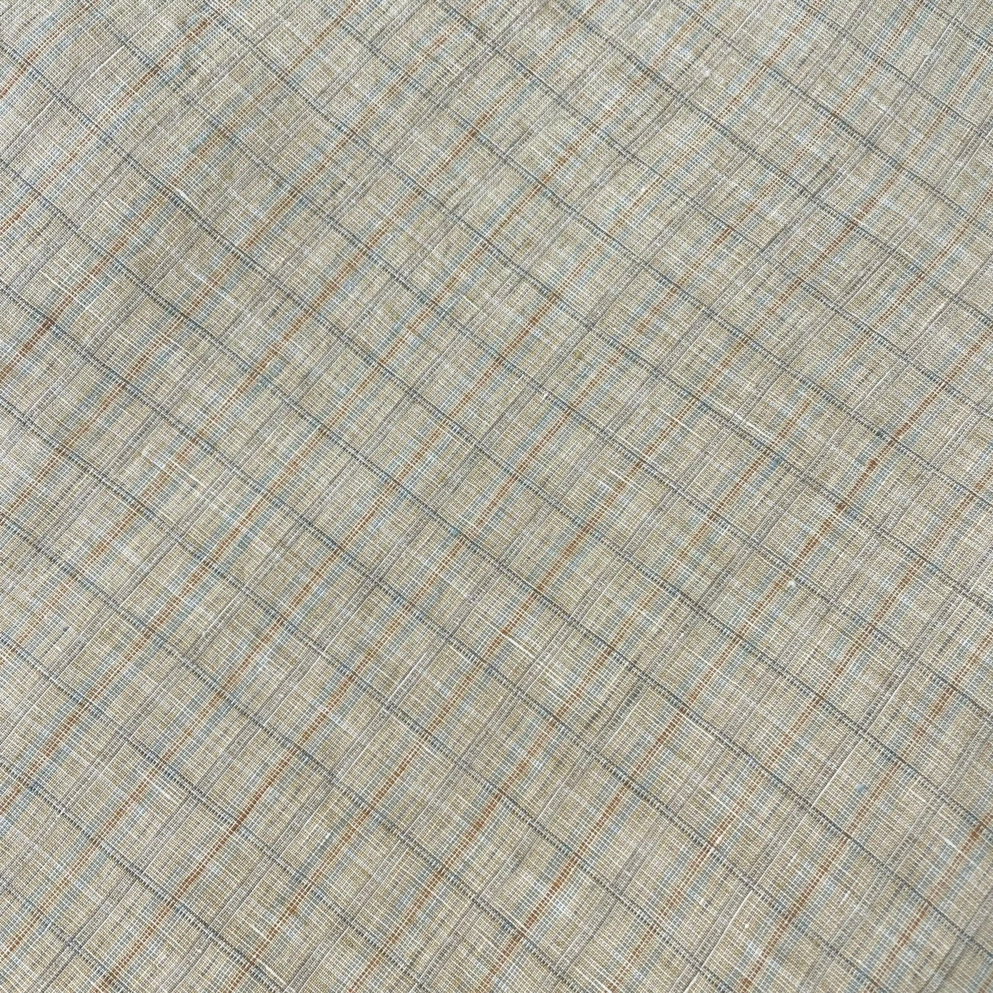 Linen Yellow small check 7364 - The Linen Lab - Beige