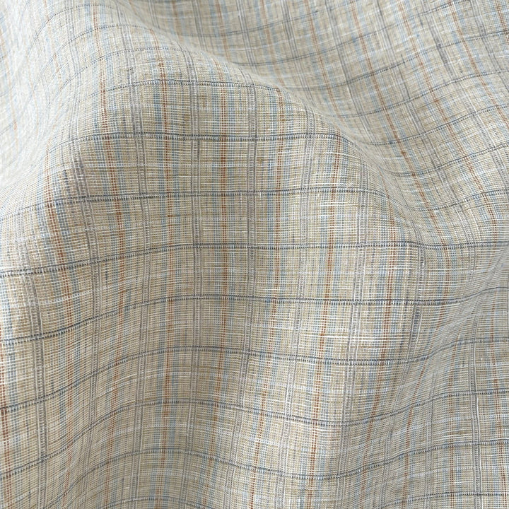 Linen Yellow small check 7364 - The Linen Lab - Beige